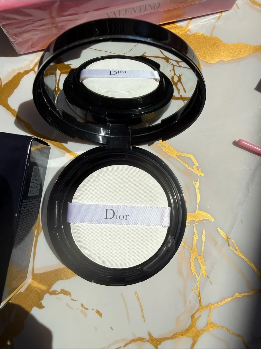 Dior Cushion Foundation Black Quilted Leather Compact Shade 0N NIB AMAZING